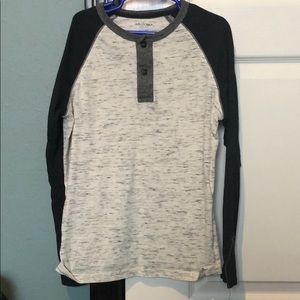 Long sleeves cream/grey double button shirt